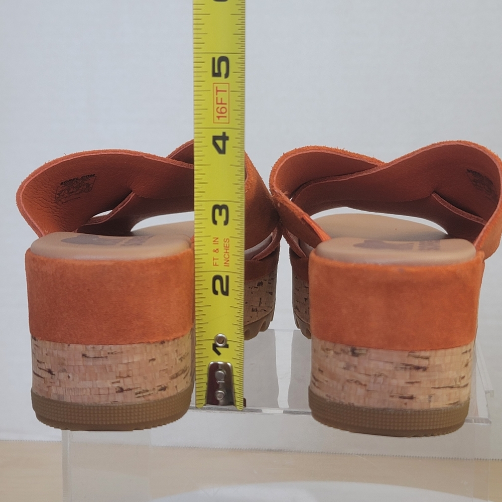 Sorel Cameron Desert Sun Gum Suede Boho Criss Cross Flatform Mule Sandal Sz 6 - Picture 17 of 17